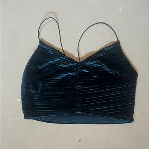 Velvet Striped Crop Top